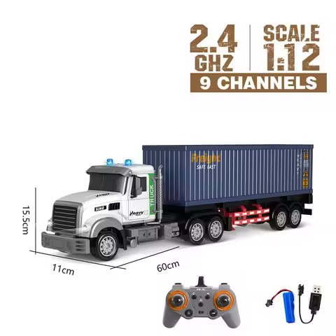 RC Car Big 1/12 1/24 9ch 6ch Remote Control Oil Tank Truck Electronic Simulation Trailer LED RC Cont