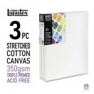 LIQUITEX Basics COTTON STRETCHED CANVAS pack of 3 - 280gsm Triple-primed Acid free Gesso, Archival