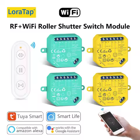 LoraTap Tuya Mini Smart Relay for Roller Shutter Curtain Blinds with Existing Switch Alexa Google As