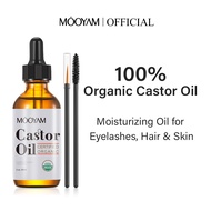 MOOYAM Castor Oil 60g อินทรีย์น้ำมันละหุ่ง 100% ธรรมชาติบริสุทธิ์เย็นกดไม่ผ่านการกลั่น Castor Oil สำ