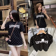 (HHCSL) Levent Men's and Women's Embroidered Polka Dot T-Shirt Black