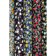 TO-24 7 Rayon Spun Mambert Printed Fabric Large Flower Pattern Natural Fiber 1 Width 58 Inches (Sold
