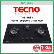 Tecno 86cm 3 Bruner Tempered Glass Cooker Hob Gas Stove T833 TRSV