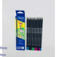 [ERASVN] Box of 12 Wooden Pencils with Eraser ERAS 3B/4B/5B/6B Smooth Pen Lines, Firm Nibs E613/E614