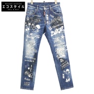 DSQUARED2 [Domestic Genuine] S74LB1099 DARK GRAFFITI WASH SKATER DENIM JEANS Distressed Button Fly D