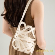 Spin Drawstring Shoulder Bag - Lightweight PU for Office & Shopping Essentials