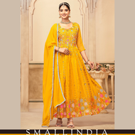 {**ส่งฟรี**} SMALL INDIA 👗 Promising Faux Georgette Vibrant Gown Dress ชุดเดรส 👗 Women Gown Dress