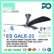 PO ES GALE-23 56" Smart WIFI-Enabled DC Ceiling Fan with 20W Dimmable RGB LED Light Kit