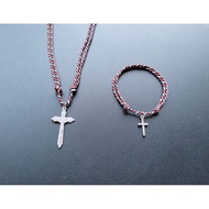 KG43 2MM TRIDATU ROPE CATHOLIC CROSS NECKLACE + BRACELET PACKAGE