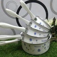 Panci Susu Enamel Set 5pcs Motif Bunga