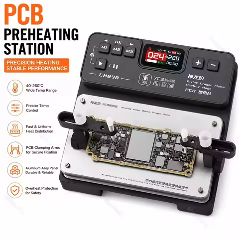 YCS CH898 Divine Dragon Flame PCB Preheating Station 40-260°C Heating Platform with 3 Presets and Cl