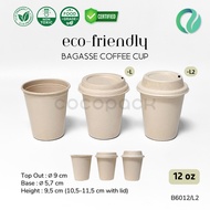 10 PCS Bagasse natural Brown Sugarcane Coffee Cup 12 OZ