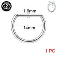 1 Pc G23 Titanium Nose Ring 14G/16G/18G Nose Piercing D Shape Septum Ring Punk Earring Lobe Earring