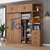 ZHQ Wardrobe home bedroom sliding door locker simple modern large capacity wardrobe rental room soli