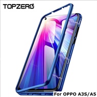 TOPZERO Ốp Kim Loại Hấp Thụ Từ Tính Cho OPPO A3S A5 Ốp Nam Châm 2 Trong 1 Kính Cường Lực Sang Trọng