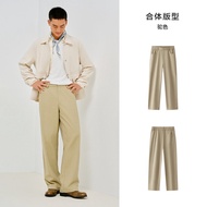 Semir Mens กางเกงลำลอง ฤดูหนาว New Style ผ้าขนแกะ เอวยืดหยุ่น หลวม Workwear ขาตรง กางเกงขายาว สีทึบท