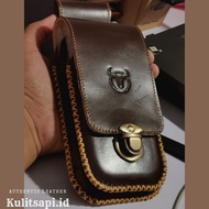 HP Leather Waist Phone Case 2 Phone Carabiner 5 & 5.5 - 6 Inch Vertical