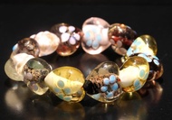 心型老琉璃珠 手鍊 71.2克 清代老琉璃 貿易珠 老珠子 手鏈 古珠