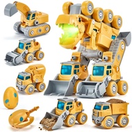 Toys for 5+ Year Old Boys - Take Apart Dinosaur Kids Toys Construction Vehicles 5 in 1 Transform int