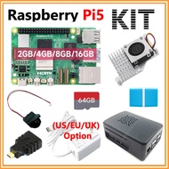 Raspberry Pi 5 16GB /8GB/4GB/2GB RAM Option Pi5 8GB Kit PD Power Supply / RTC / 64GB Card / Heatsink