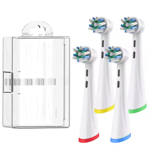 Toothbrush Head Travel Box & 4 Replacement Brush Heads Compatible with Oral B iO 2/3/4/5/6/7/8/9/10 