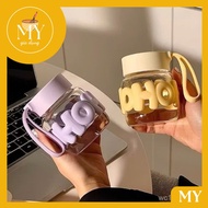 HOHO 300ML ANTI-SPILL GLASS CUP WITH SILICON HANDLE. Glass