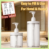 Refillable Pump Dispenser Bottle Large Opening Smooth Finish For Shower Gel Detergent Dispenser Bott
