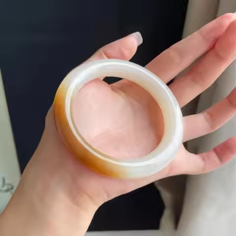 Natural Nephrite Yellow And White Two Tone Jade Bangle Women Fine Jewelry Genuine Chinese Hetian Jad