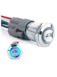 12V Horn Switch Horn Button Switch 16MM Momentary Push Button Switch Speaker Horn Switch for Car Boa