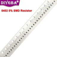 100PCS 0402 SMD resistor  5% 0 1 10 100 150 220 330 ohms 1K 2.2K 10K 100K 0R 1R 10R 100R 150R 220R 3