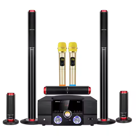 High Power HiFi Fever Bluetooth Subwoofer Surround Stereo Active Speaker Wooden 8Ω Fiber Coaxial 5.1