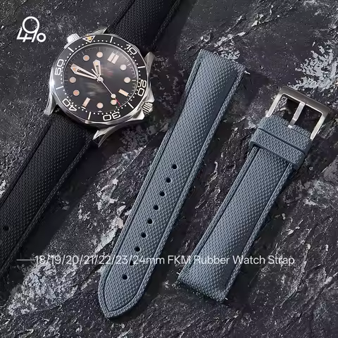 Fashion Black Grey White Rubber Watch Band 18/19/20mm Sport 23mm 24mmMen Women Unisex 21mm 22mm FKM 
