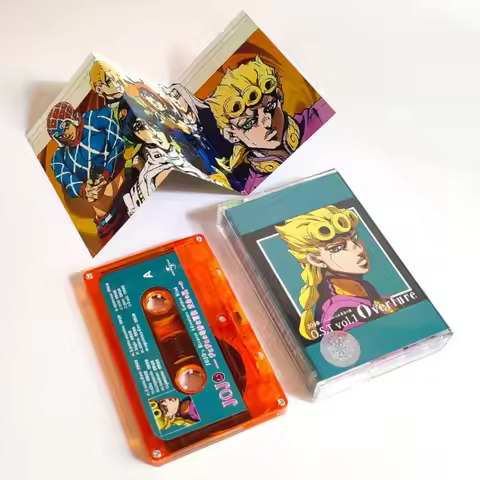 Anime JoJo's Bizarre Adventure Music Tape Kujo Jotaro Giorno Giovanna Cosplay Soundtracks Box Casset