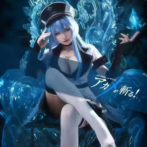 Anime Akame Ga KILL Esdeath Cosplay Costume Wig Hat Esdese Akame Ga Kill Outfits Uniform Halloween C