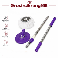 Tongkat Pel Alat Pel Spin Mop Putar Kepala mop Gagang Kain Pel Lantai Serbaguna