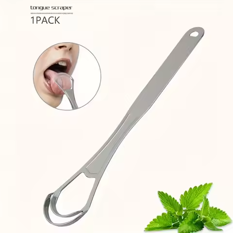 Double-layer Tongue Cleaner Brush with Stainless Steel Deep Cleaning Bristles & Fresh Breath Tips To