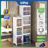 INHO L22/32cm (3-5 layers) Narrow Slim Storage Rack Foldable Bathroom Cabinet Organizer With Rollers