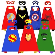 Superhero Capes and Mask for Kids Spiderman Hulk Iron Man Cosplay Double Side Capes Superhero Hallow