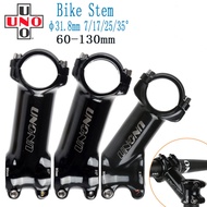 UNO Stem Bicycle Stem Mountain Bike Stem 7/17/25/35 Degree MTB Stem Road Bike Stem Ultralight Aluminum Alloy 6061 Bicycle Stem Riser For 28.6 Fork 31.8mm Bike Handlebar Stem Parts