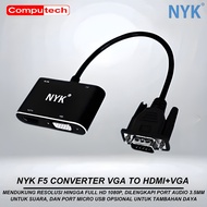 Converter VGA TO VGA + HDMI 4K 60hz 30hz HUB Multi Function NYK F5