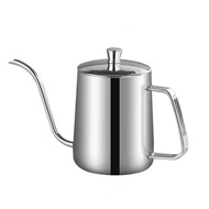 600ml Coffee Pour Over Kettle Stainless Steel Black Lid Cafe Pot Espresso Accessory Water Drip Long 