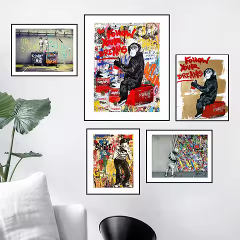 Abstract Graffiti Poster Canvas Painting Banksy Pop Art Portrait Poster Print Wall Art Picture for N