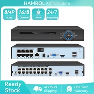 Hamrol 16CH 8CH 4K 8MP H.265 PoE NVR Recorder Face Detection For HD 4K 5MP 4MP 3MP PoE 48V IP Camera