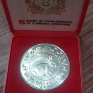 silver coin 10 singapore dollar rabbit