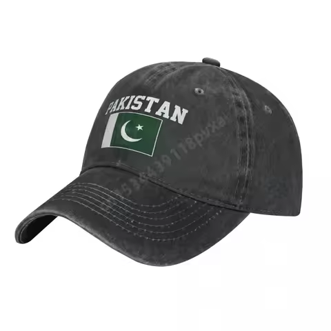 Unisex Adult Pakistan Flag Pakistani Charcoal Washed Denim Baseball Cap Men Classic Vintage Cotton D