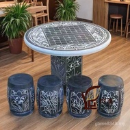 Round Stone Stool Table Bluestone Table Stone Carving Household Outdoor Outdoor Table Chair Table Ma