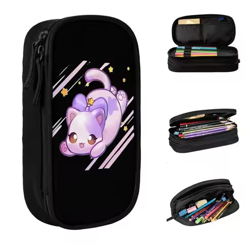 Aphmau Cat Cartoon Pencil Case Cute Anime Pen Holder Bag for Student Large Storage School Supplies G