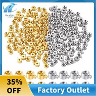 80pcs Crimp Beads for Jewelry Making, Gold Silver Spacer Beads Metal Bead Stopper Crimp Charms for B