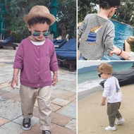 [BJ0144CY-6767] Korean Version Boys Clothing Solid Color Cartoon Coat 3 Colors