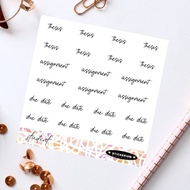 Thesis assignment due date Lunch Dinner Appoinments Meeting Handwriting text sticker sheet | Minimal